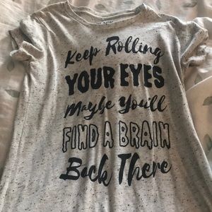 white t shirt with writing